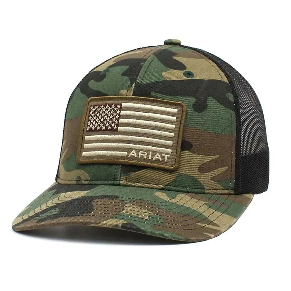 ARIAT Camo Flag Patch (Camo/Black) - Trucker Cap