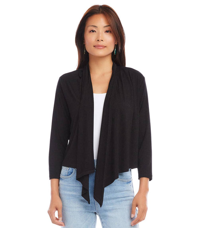 Black Open Front  Cardigan