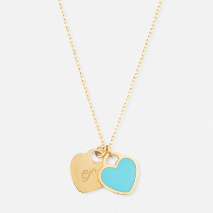 Blue Enamel Heart Logo Necklace