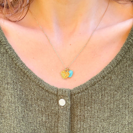 Blue Enamel Heart Logo Necklace