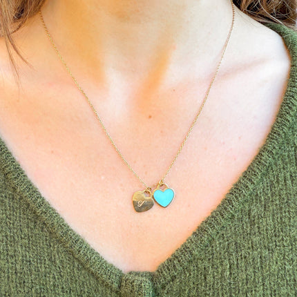 Blue Enamel Heart Logo Necklace