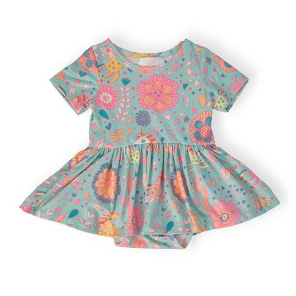 Blue Retro Unicorns S/S Twirl Bodysuit