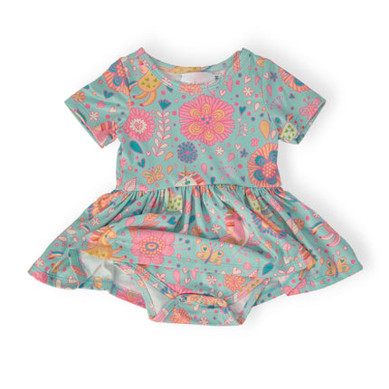Blue Retro Unicorns S/S Twirl Bodysuit