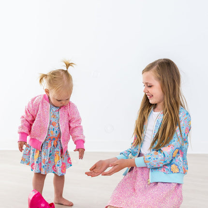 Blue Retro Unicorns S/S Twirl Bodysuit