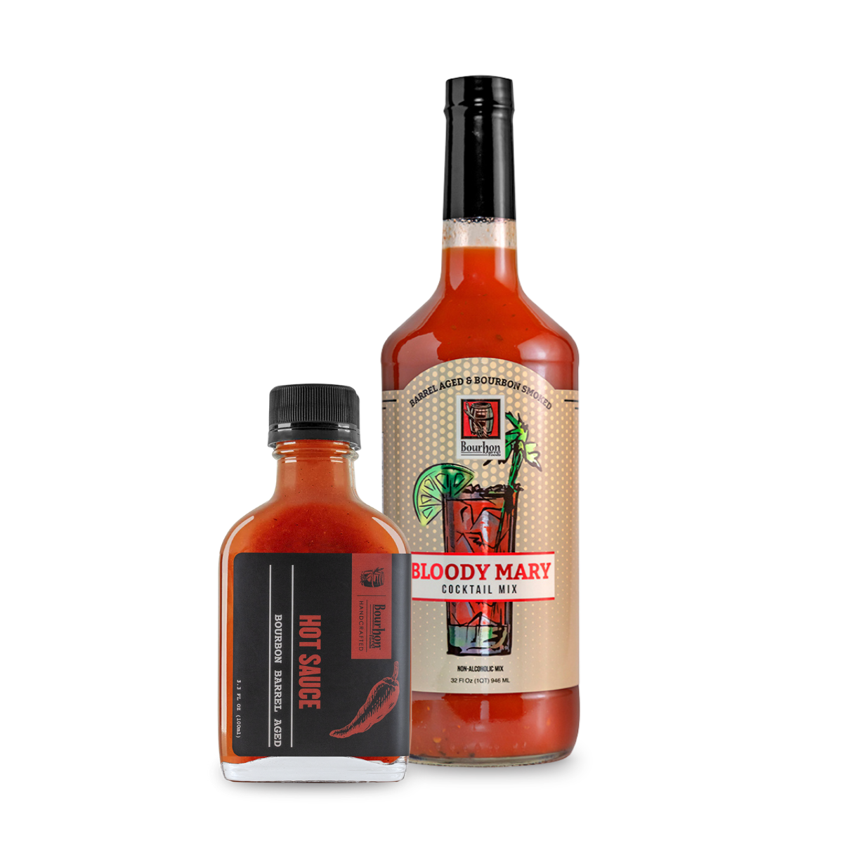 Bloody Mary Bundle: Bourbon Barrel Bloody Mary Mix & Barrel Aged Hot Sauce