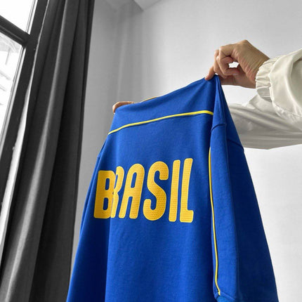 Brazil Football Jersey - Retro Graphic Tee - Vintage Soccer Shirt - Brasil Fan Top