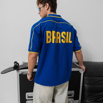 Brazil Football Jersey - Retro Graphic Tee - Vintage Soccer Shirt - Brasil Fan Top