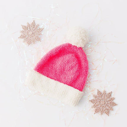 SALE Bright Pink/Coconut Cozy Pom Beanie