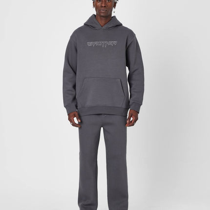 Brother Oversized Hoodie Sweatshirt - Embroidered and Raised Details