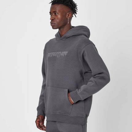 Brother Oversized Hoodie Sweatshirt - Embroidered and Raised Details