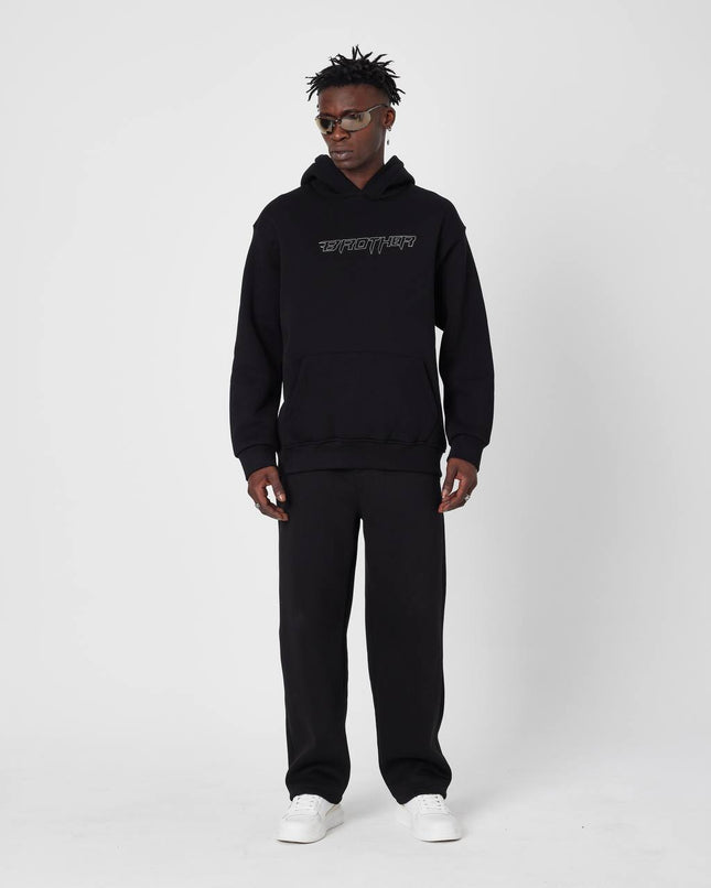 Brother Oversized Hoodie Sweatshirt - Embroidered and Raised Details