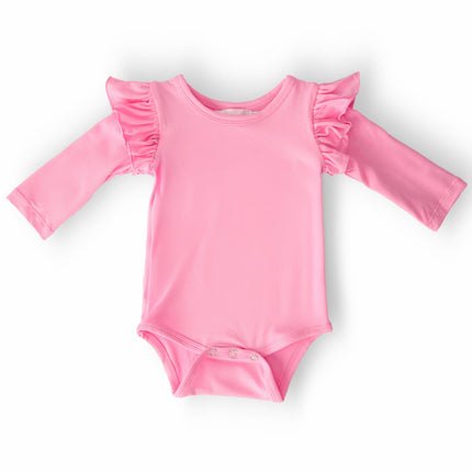Bubblegum Pink L/S Flutter Bodysuit