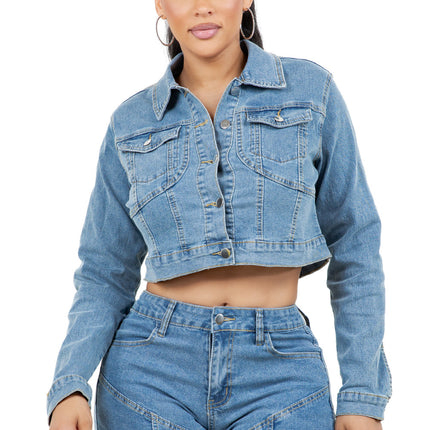 WOMEN FASHION DENIM JACKET AND SHOTR SET
