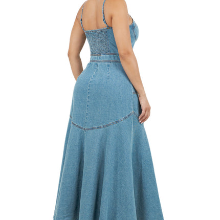 WOMEN FASHION DENIM LONG MAXI DRESS