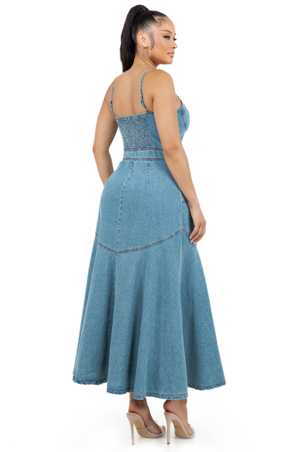 WOMEN FASHION DENIM LONG MAXI DRESS