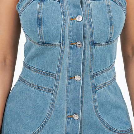 WOMEN FASHION DENIM LONG MAXI DRESS