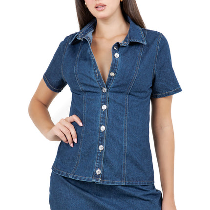WOMEN FASHION DENIM TOP AND SKIRT SET