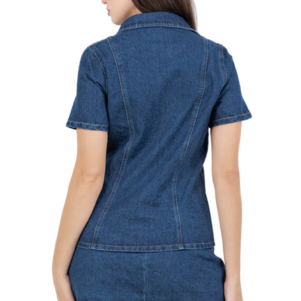 WOMEN FASHION DENIM TOP AND SKIRT SET