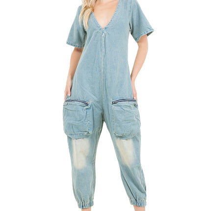 WOMEN FASHION DENIM JUMPSUIT
