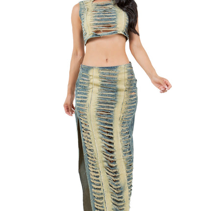 WOMEN FASHION DENIM TWO PIECE PANTS SET