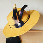 Large Black Feather with White Turquoise Slab