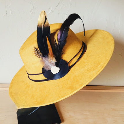 Mustard Boho Western Hat w/ Choice of Turquoise Hat Accent 983v