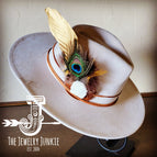 White Turquoise Peacock and Gold Feathers