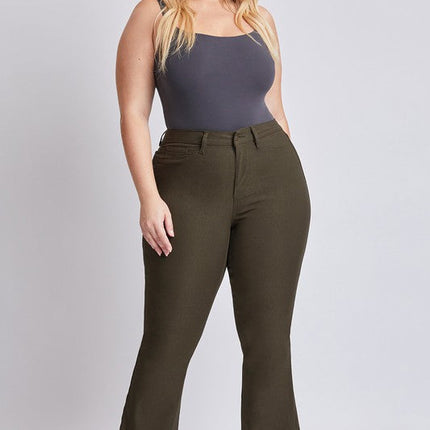 Olive Hyper Stretch High Rise Flare