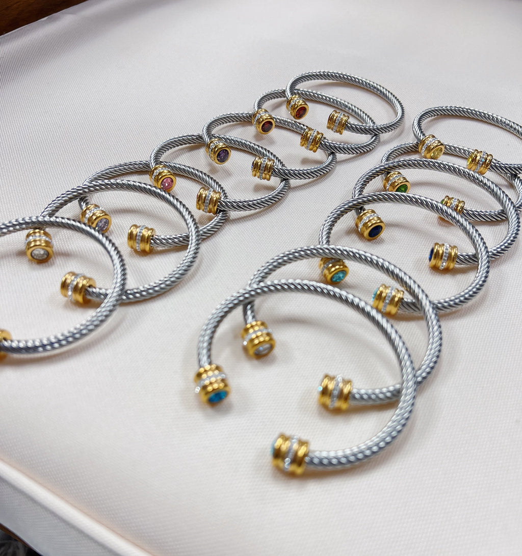 Cable Birthstone Bracelet