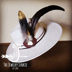 White Turquoise Brown Leather Black Gold Feather