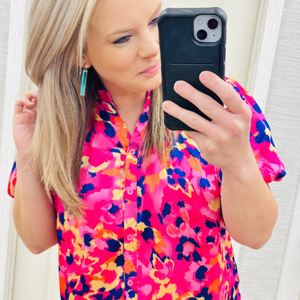 Pink & Purple Leopard Blouse