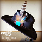 Blue Turquoise and Tan Feather