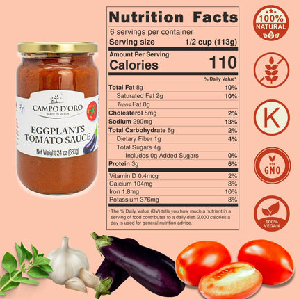Campo D'Oro,  Tomato with Eggplants Sauce 24 oz