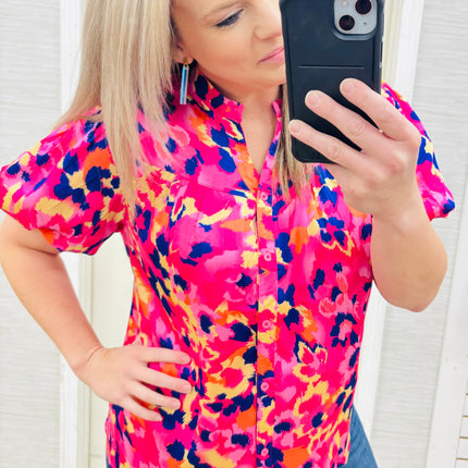 Pink & Purple Leopard Blouse