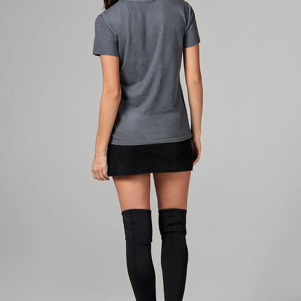 WOMEN'S LINEN BLEND CREW NECK TEE - GREY