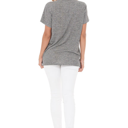 WOMEN'S NOVELTY TEXTURE CREW NECK TEE - BLACK GRAVEL