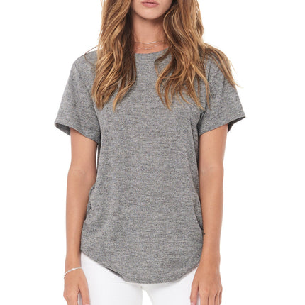WOMEN'S NOVELTY TEXTURE CREW NECK TEE - BLACK GRAVEL