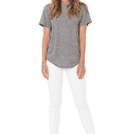 WOMEN'S NOVELTY TEXTURE CREW NECK TEE - BLACK GRAVEL