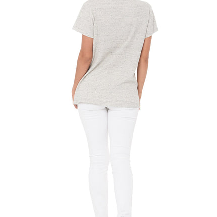 WOMEN'S NOVELTY TEXTURE CREW NECK TEE - CREAM THERMAL