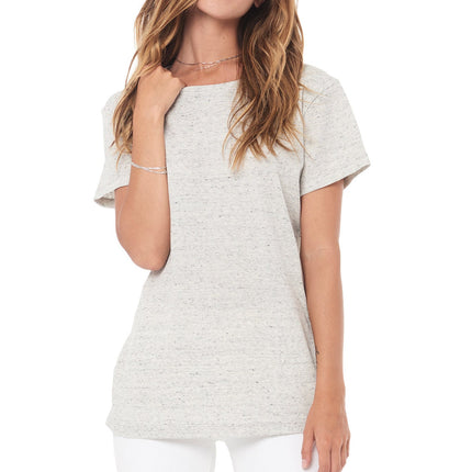 WOMEN'S NOVELTY TEXTURE CREW NECK TEE - CREAM THERMAL