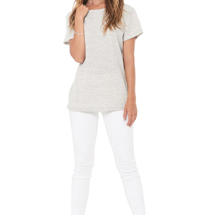 WOMEN'S NOVELTY TEXTURE CREW NECK TEE - CREAM THERMAL