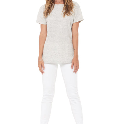 WOMEN'S NOVELTY TEXTURE CREW NECK TEE - CREAM THERMAL