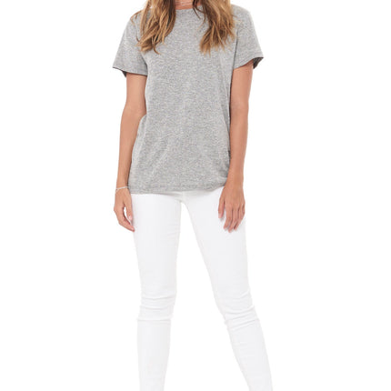 WOMEN'S NOVELTY TEXTURE CREW NECK TEE - MELANGE