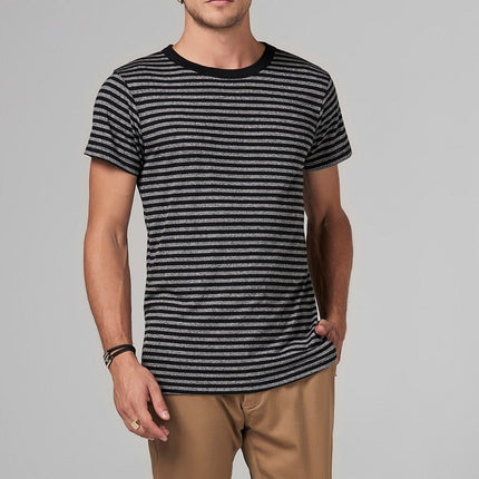 Men's Relaxed Crew Neck Tee - Quarter Stripe