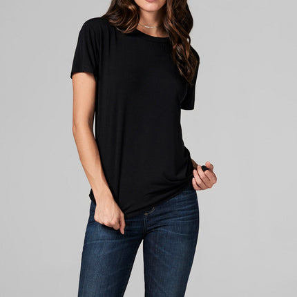 WOMEN'S MODAL RELAXED CREW NECK TEE - BLACK