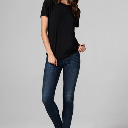 WOMEN'S MODAL RELAXED CREW NECK TEE - BLACK