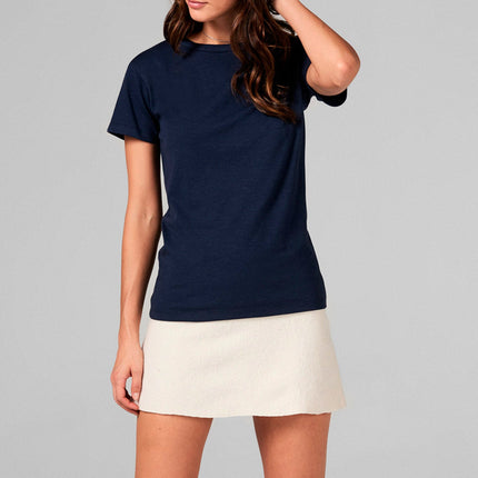 WOMEN'S SLUB CREW NECK TEE - NAVY