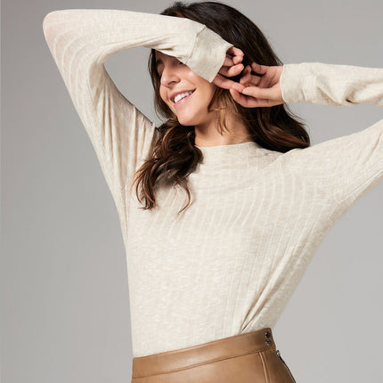 WOMEN'S MELANGE SWEATER PULLOVER - CAMEL