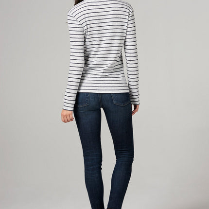 WOMEN'S STRIPE SWEATER PULLOVER - NAVY STRIPE