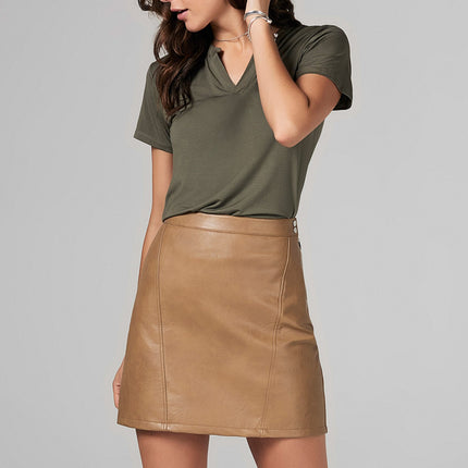 WOMEN'S MODAL CROSS V NECK TEE - ARMY